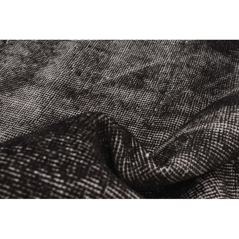 Tapis noir en laine noué à la main de conception unique 6 pi 11 po x 10 pi 7 po Lyke