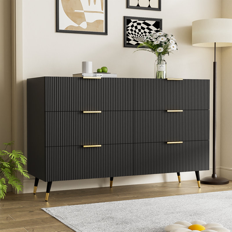 Chest Od Drawers Sideboard With 6 Drawers, Black