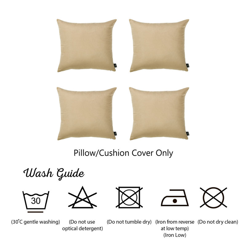 Beige Polyester Euro Square Pillow Covers Set of 4