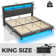 Karo Upholstered Metal Wingback Storage Bed