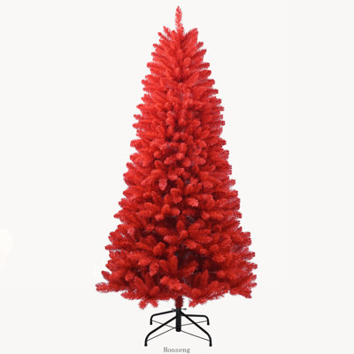 Sapin de Noël rouge de 1,5 m, en PVC rouge pur avec 624 branches
