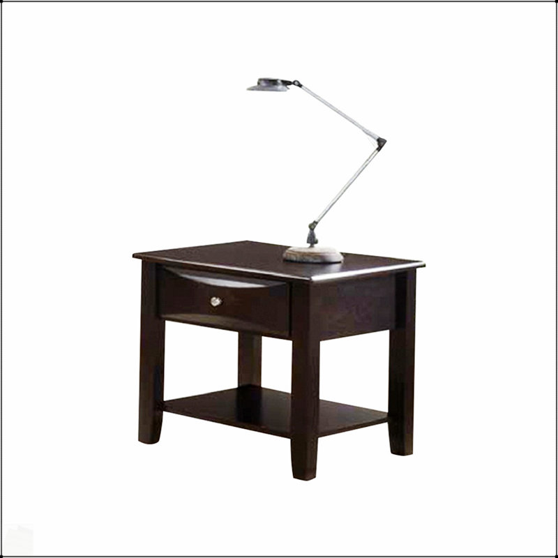 Table de bout élégante avec un tiroir et une tablette ouverte, parfaite pour les petits espaces et les décors modernes