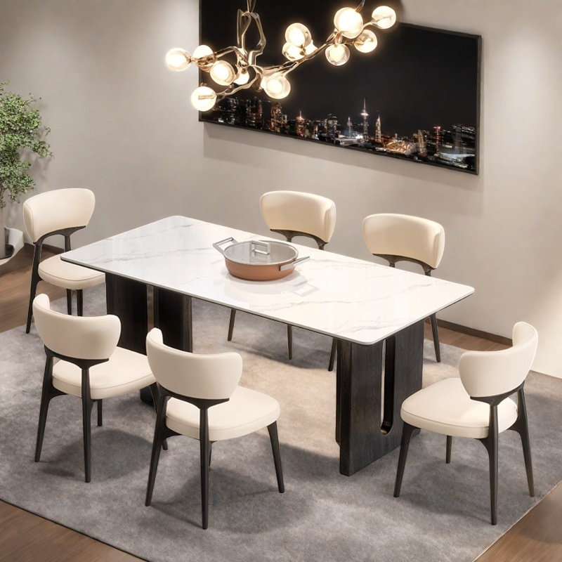 Petite table de salle à manger rectangulaire rétro et chaise, H 29,5 po x L 70,8 po x l 31,4 po