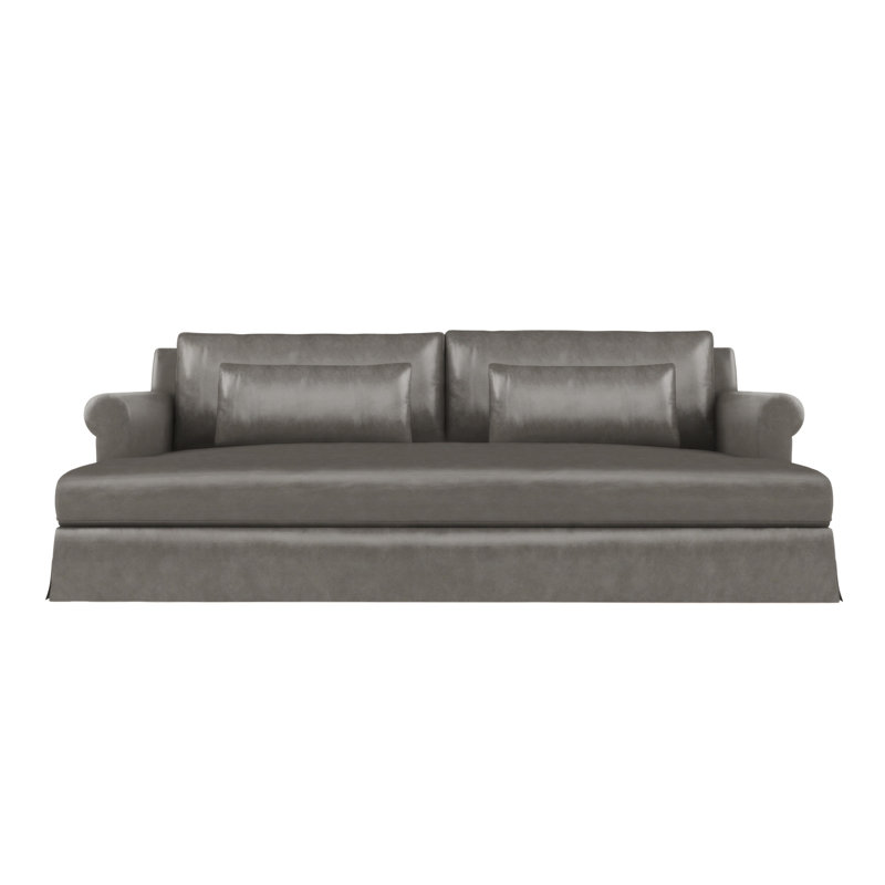 Ludlow 96" Recessed Arm Sleeper Sofa Bed, Natural, Vintage Leather Pumice