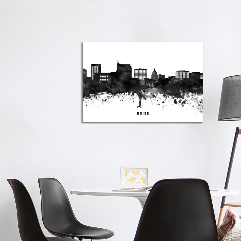 Boise Skyline Black And White by WallDecorAddict - Wrapped Canvas Print, 101.6 cm H x 66.04 cm W x 3.175 cm D