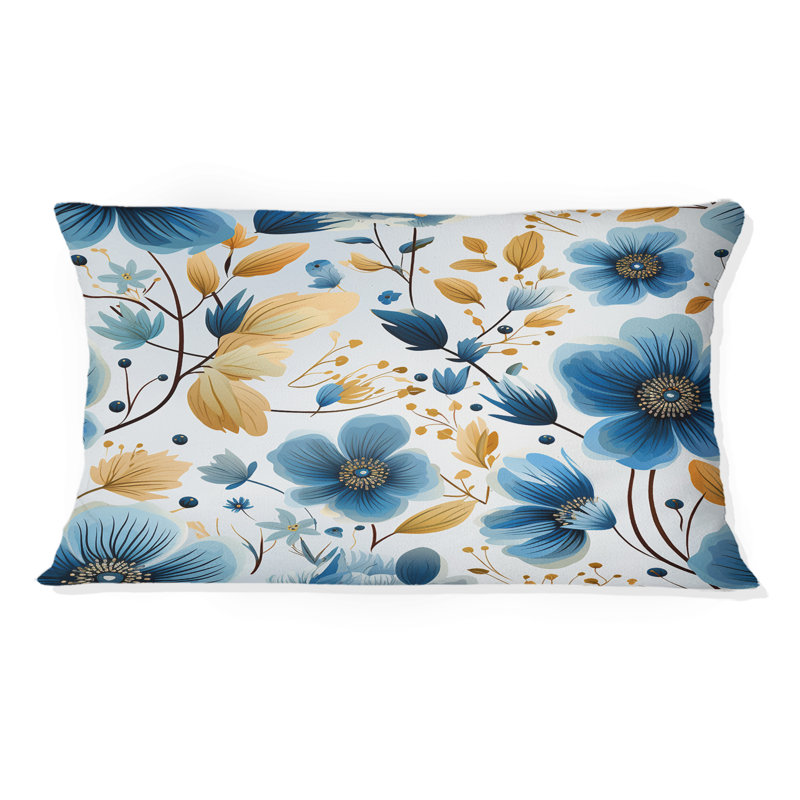 Watercolor Whimsy Blue Floral Melody II - coussin à imprimé floral