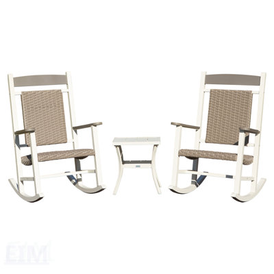 Ensemble de 3 chaises berçantes d'extérieur en PEHD pour adultes, résistantes aux intempéries et confortables