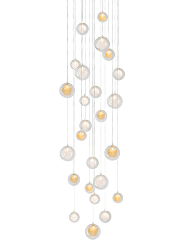 25 - Light Silver Cluster Pendant, Clear/Gold