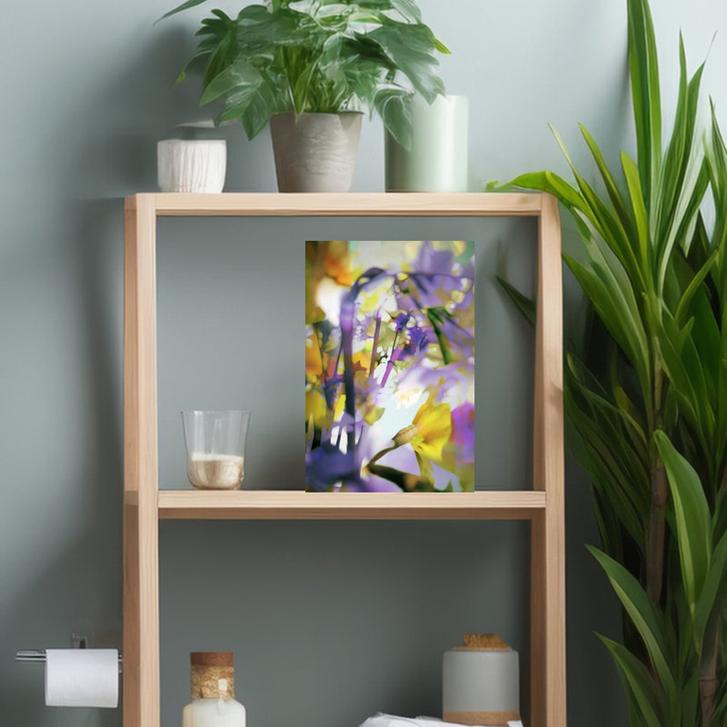 Art contemporain avec art floral, H 12 po x l 8 po