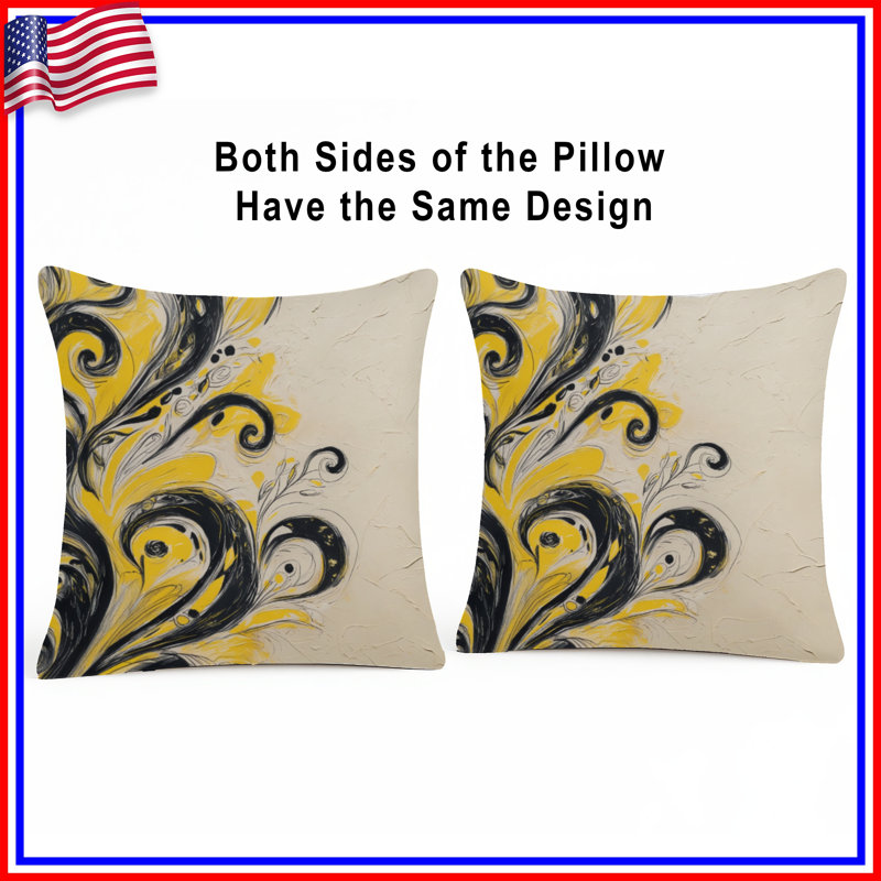 Floral Swirls Abstract Double Sided Throw Pillows, 14 x 14 inches