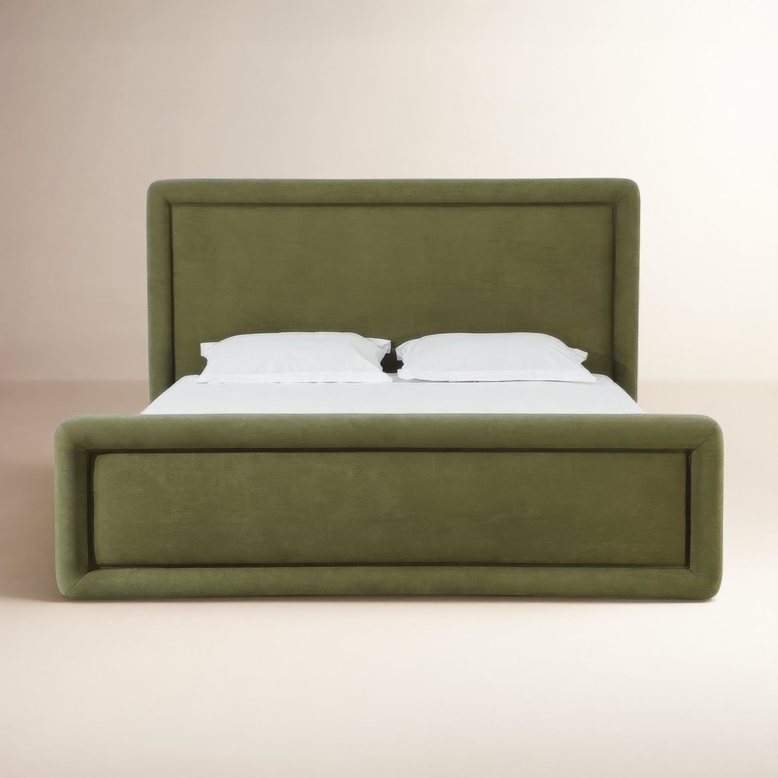 Summit Upholstered Platform Bed In Moss, Queen