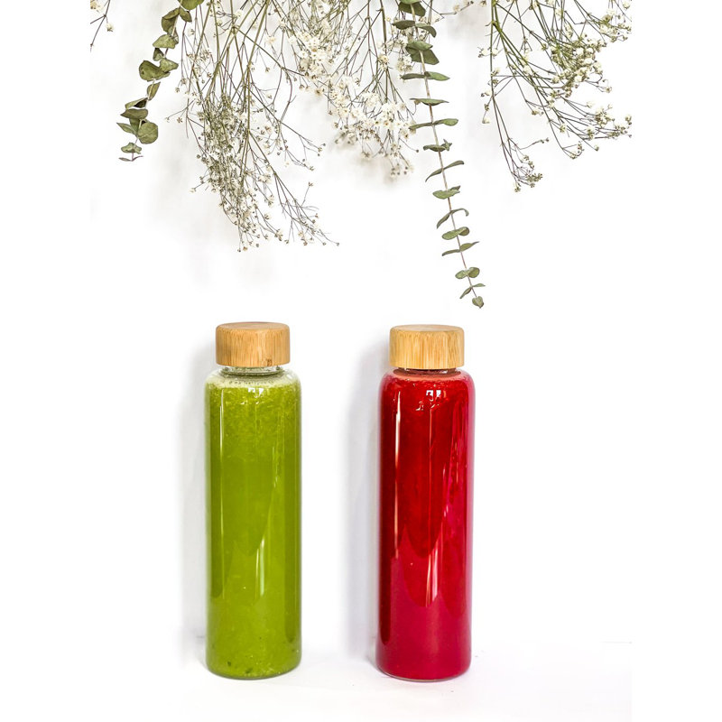 Bouteille en verre avec couvercle en bambou - 17 oz