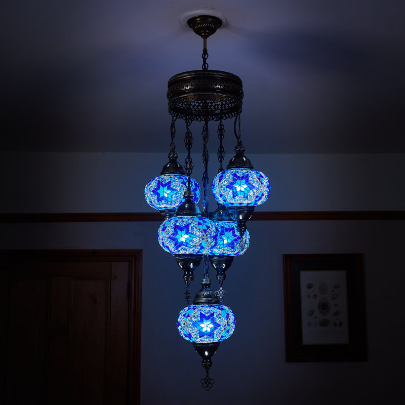 Karlie 5 - Light Bronze Cluster Pendant, Blue