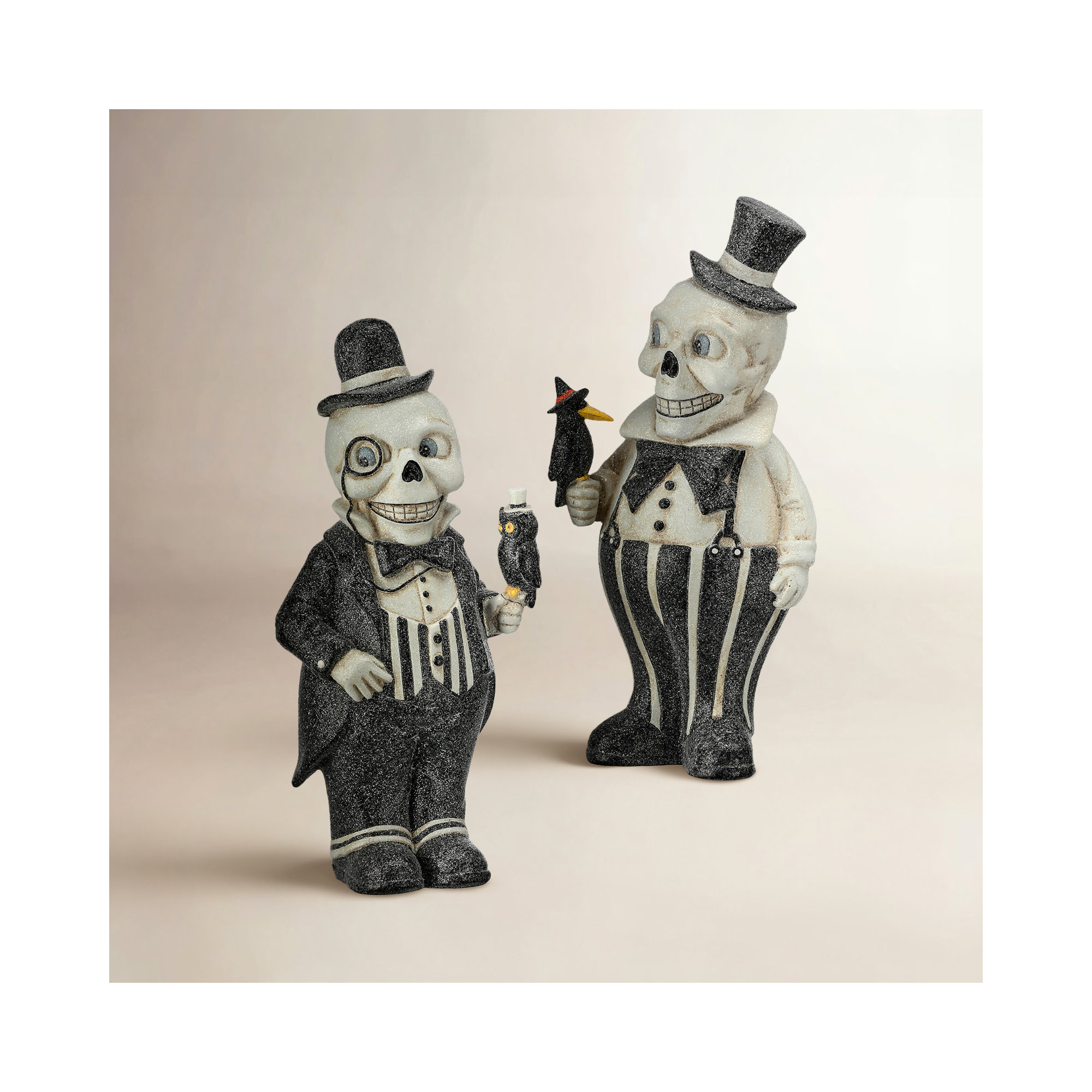 10" Paperpaulp Halloween Skeleton Set of 2