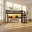 Lit mezzanine simple en métal avec bureau intégré et escalier de rangement Bonwell l 42 po x P 98 po x H 65 po