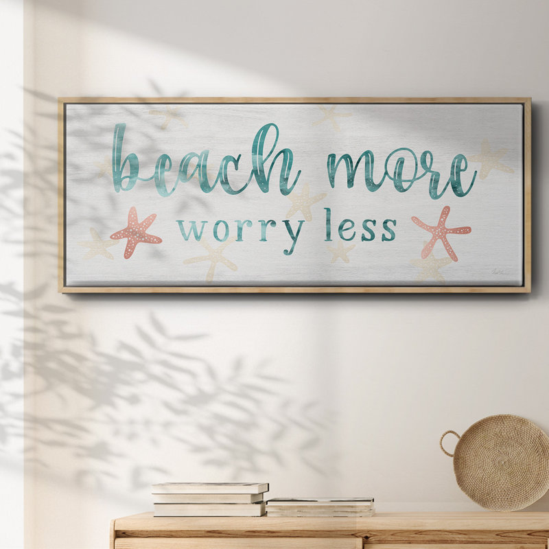 Beach More- Framed Canvas, 8" H x 20" W
