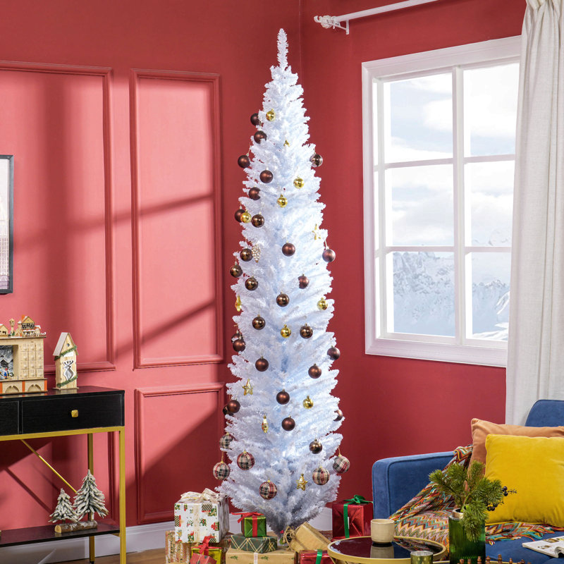 Arbre de Noël artificiel 8 pi, arbre de Noël mince avec 618 pointes de branches réalistes et support en plastique