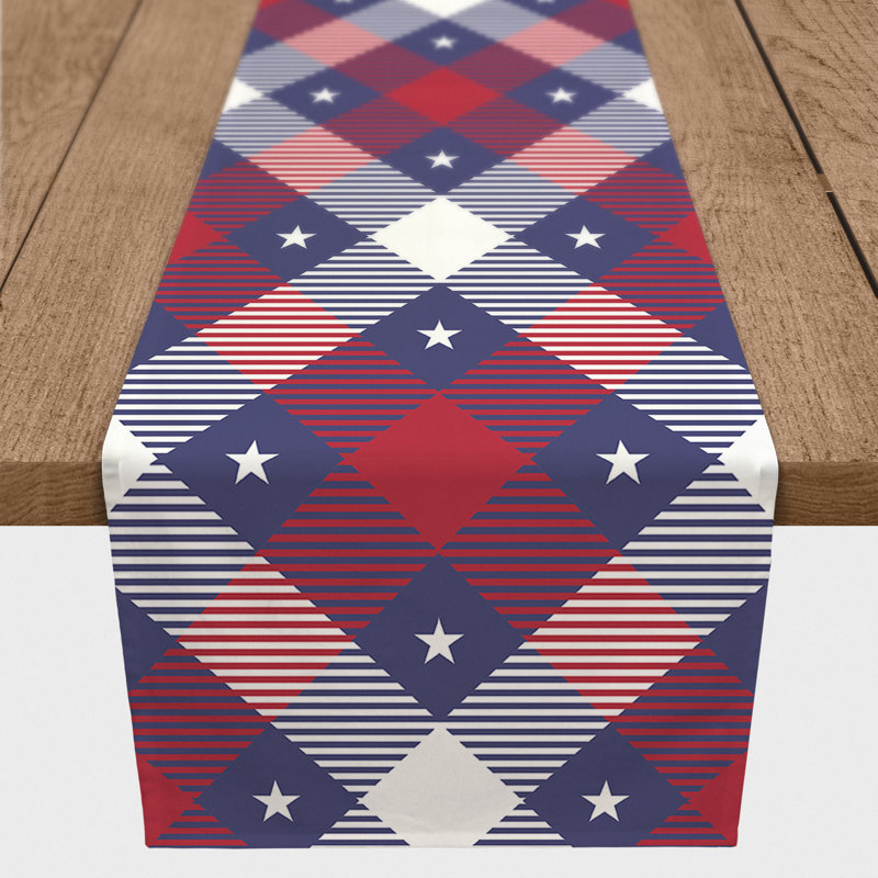Ophelie Rectangle Argyle Independence Day Polyester Table Runner