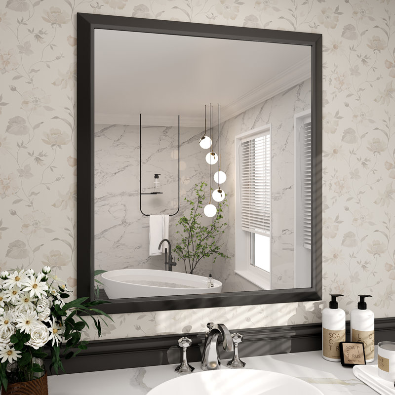 Miroir de meuble-lavabo mural Molly, 36 po x 32 po, Noir
