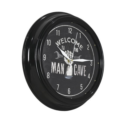 Horloge murale DEL «Welcome to the Man Cave» 12 po