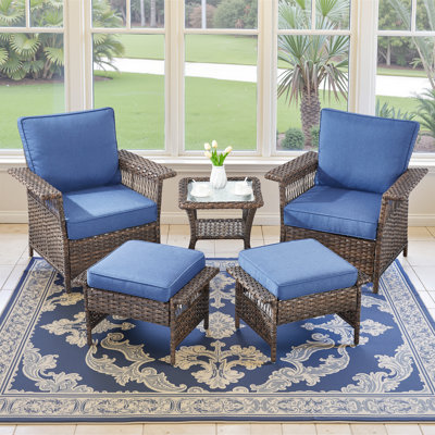 Anferney All-Weather Wicker Outdoor Chairs With Ottoman And Side Table