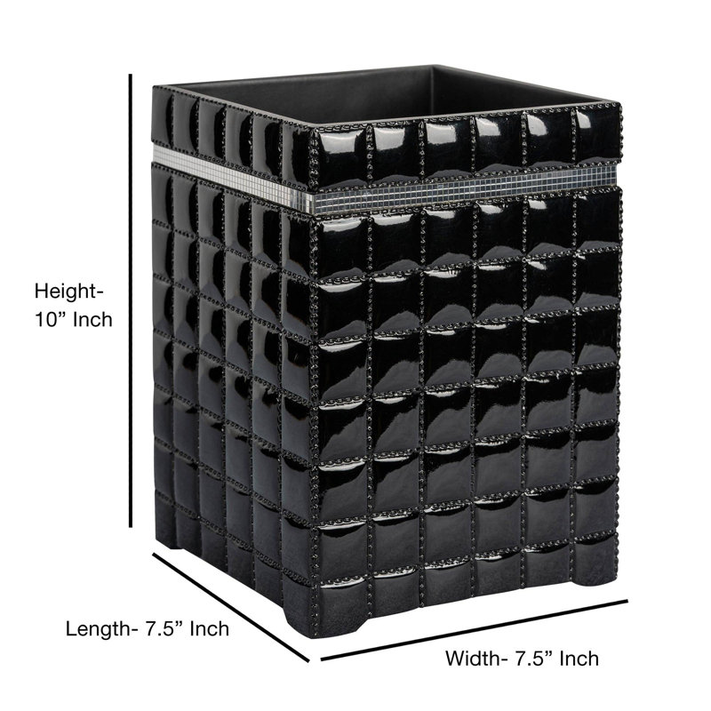 Poubelle en résine Oneita | 7 pte | Noir | Poubelle compacte pour salle de bain, chambre à coucher, bureau, Noir