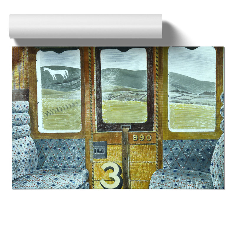 Train Landscape by Eric Ravilious - No Frame Painting, 42cm H x 59cm W x 0.1cm D