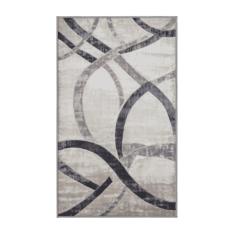Tapis gris lavable à la machine, Rectangle 7 pi x 9 pi