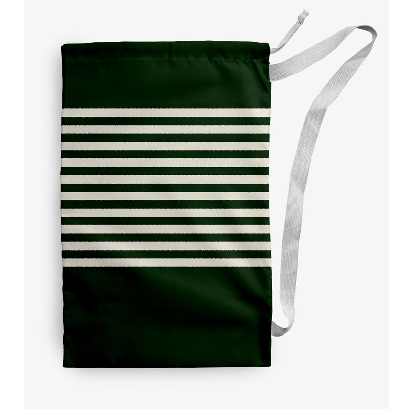Sac à linge à rayures, Vert, Petit (H 29 po x l 18 po)