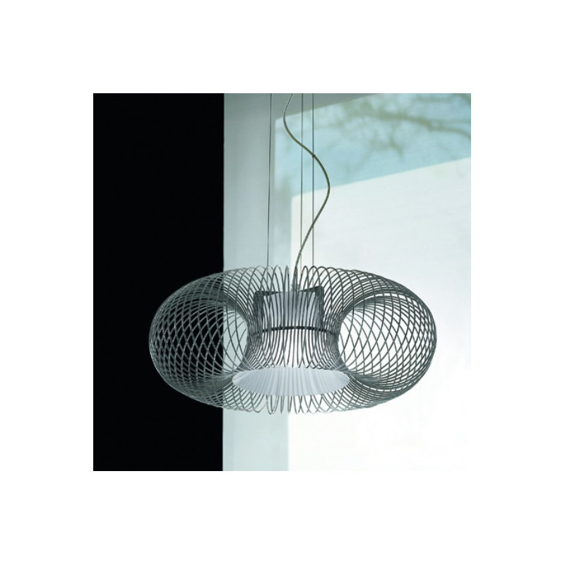 Luminaire suspendu géométrique 1 lumières simple Spring, Transparent, Chrome