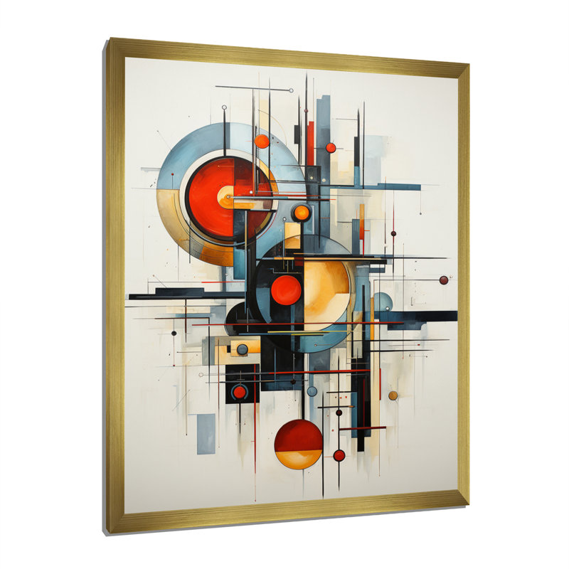 Constructivism Geometric Constructsan Abstract Framed On Canvas Print, 40" H x 30" W x 1.5" D, Gold