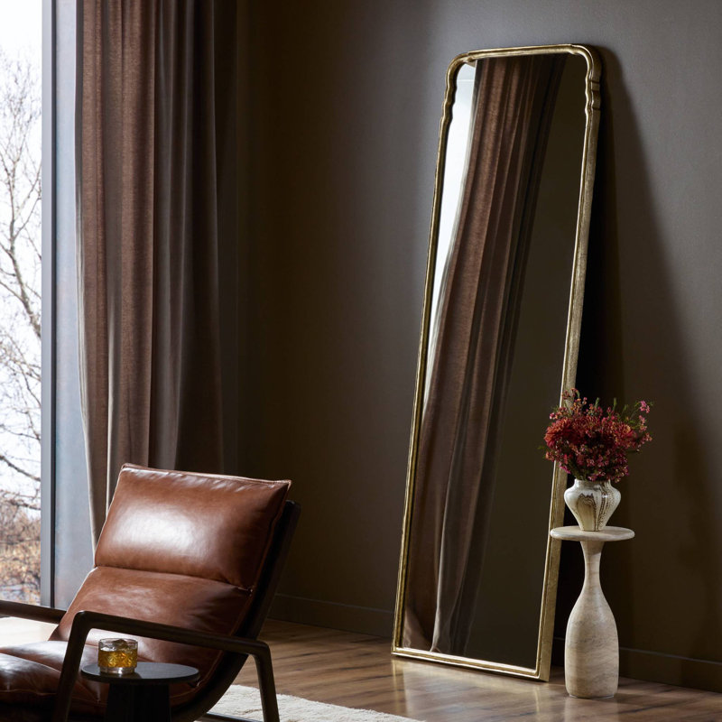 Loire Mantle Mirror-Antiqued Gold Leaf, Vertical, 81" x 28"