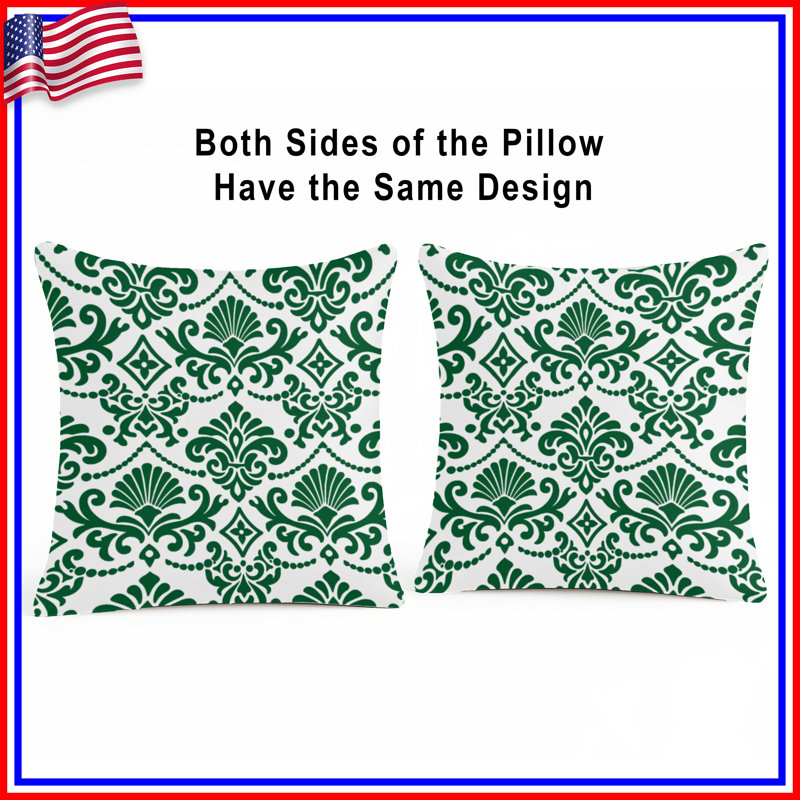 Coussins décoratifs Green Damask, 26 x 26 inches
