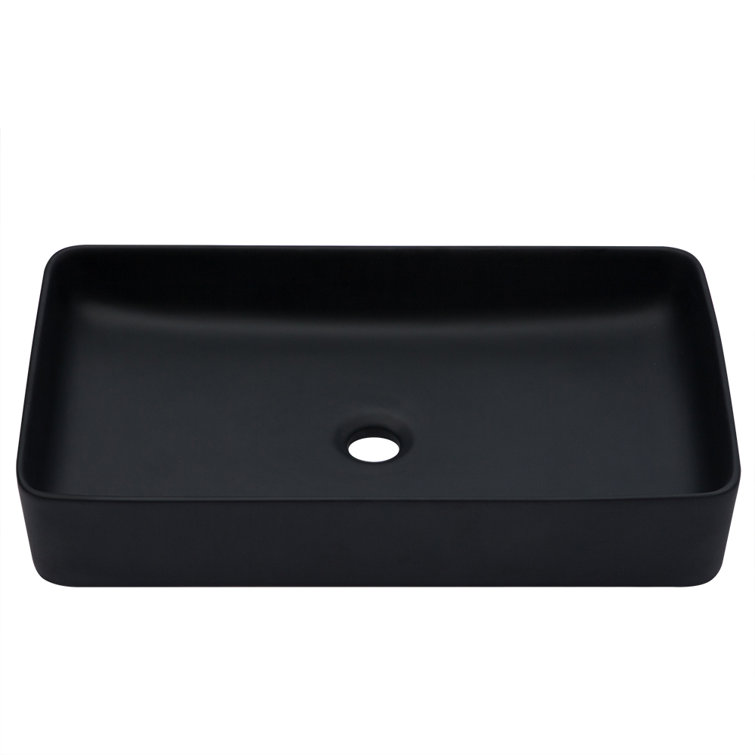 24" L x 13.5" W Rectangular Vessel Sink Rectangular Ceramic Bathroom Sink Above Counter Vessel Sink