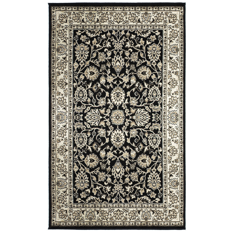 Tapis oriental noir Azaria, Rectangle 3 pi 3 po x 4 pi 6 po