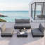 Ensemble modulaire de patio 5 pièces en aluminium gris avec chaises modulaires et table basse