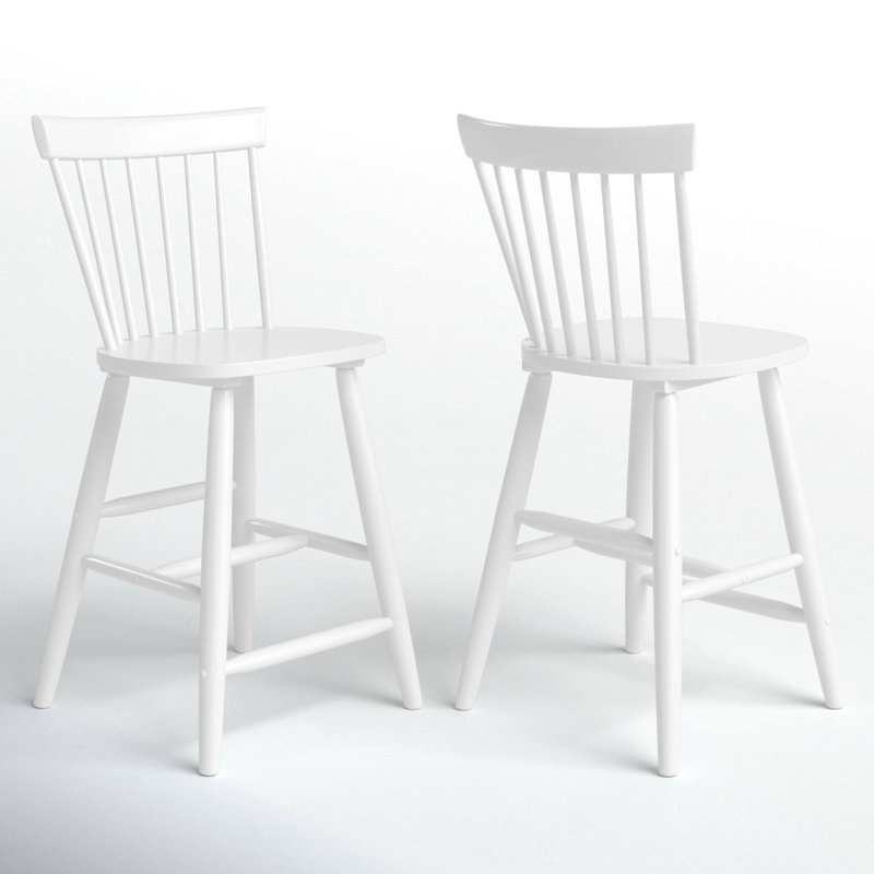 Stacee Solid Wood Counter Stool, White, Counter Stool (24" Seat Height)