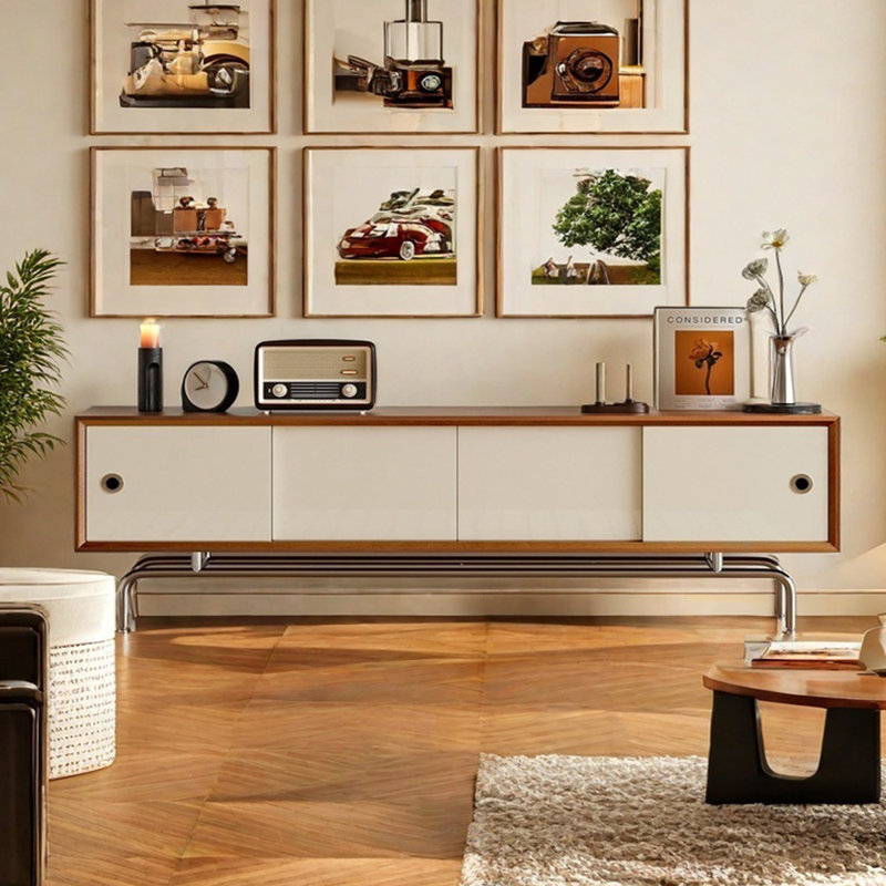 Meuble télé simple en bois massif, 78.74"