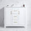 Élégant meuble-lavabo blanc 36 po avec lavabo simple encastré - Armoire de rangement multifonctionnelle
