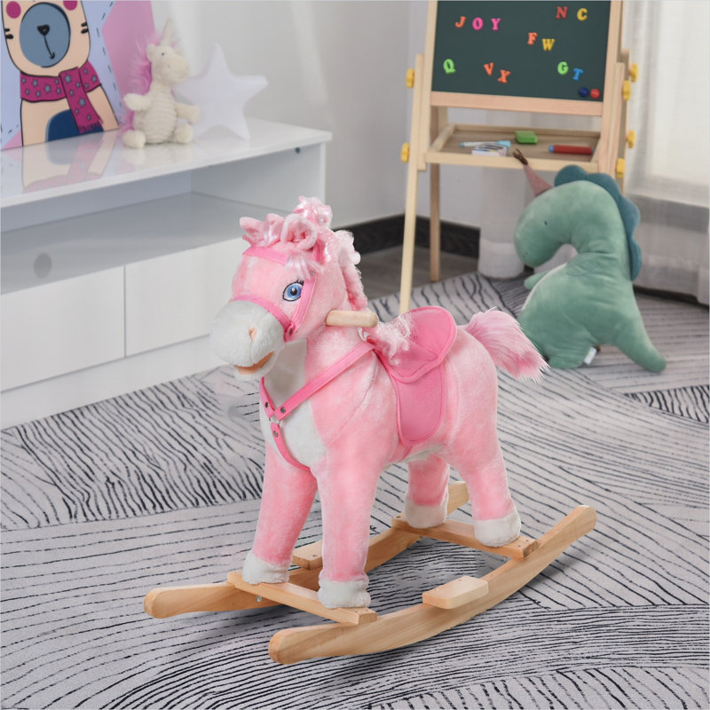 Chevaux et animaux à bascule en métal rose, 11,5 x 5,3 x 9,9 po, avec contrôle pratique