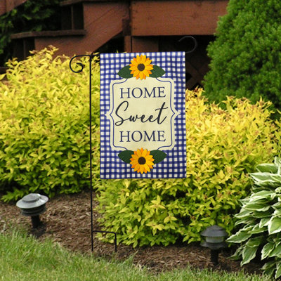 Drapeau de jardin bleu tournesols à carreaux