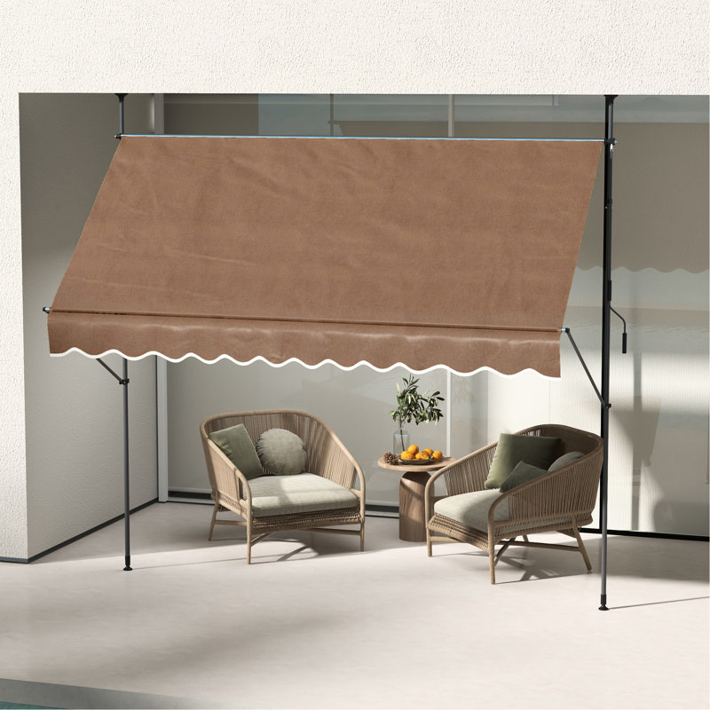 Auvent de porche, 118 po avec protection et support réglable pour patio, terrasse, fenêtre, porte, tissu autoportant, porte, café