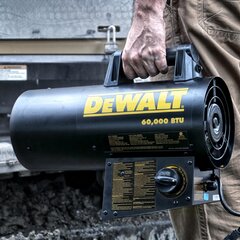 DeWalt F340661 68,000 BTU 20 Volt Battery Start Portable Cordless Job Site  & Workshop Propane Space Heater w/ Quiet Barrel Forced Air Design