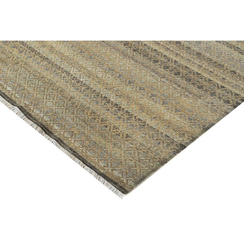 High-Quality Hand-Knotted Multi And Brown Area Rug, Rectangle 10' x 14'