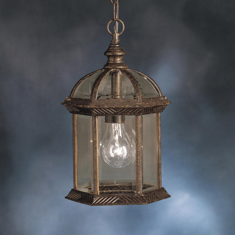 Lanterne suspendue d'extérieur Caroline H 13,5 po, Bronze tannerie