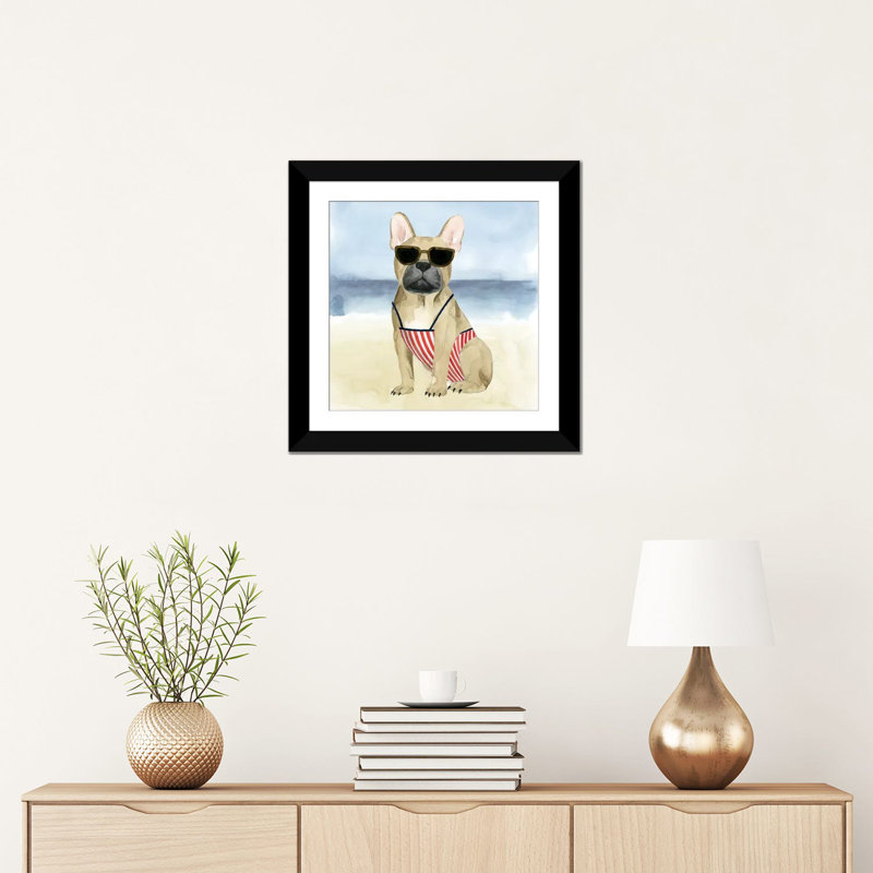 « hot dog i », impression sur toile, H 16 po x l 16 po x P 1 po, Papier d'art encadré noir, Blanc