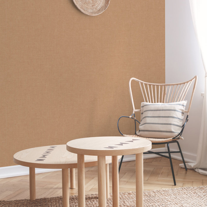 Inia Collection Textile Plain Wallpaper Roll, Teracotta Red