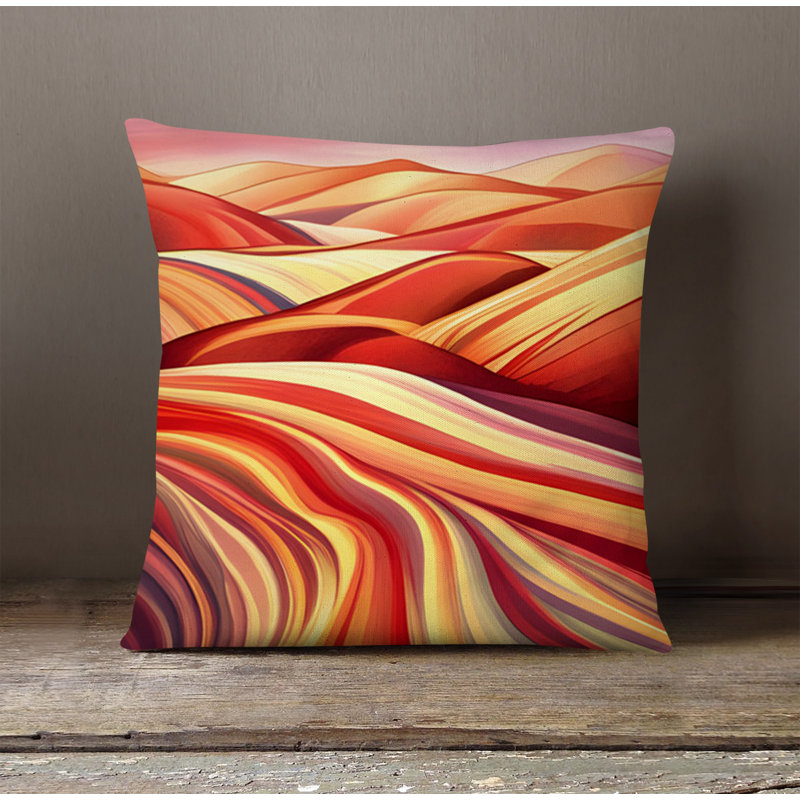 Throw Pillow With Insert, Red/Beige Striped/Abstract 2, 18"H x 18"W