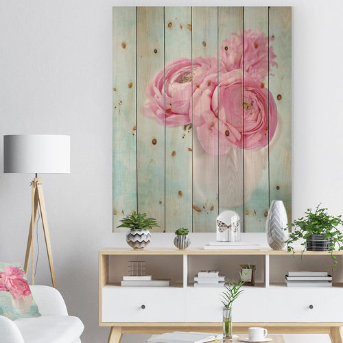 DesignArt Pink Ranunculus Flowers In Vase On Canvas Print | Wayfair