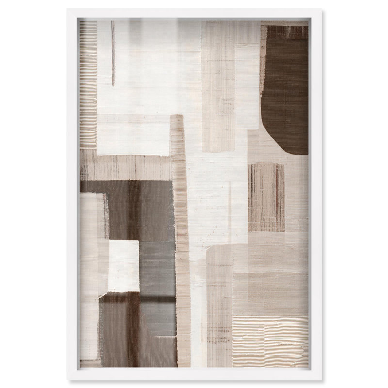 «Woven Neutrals III Shadowbox», art mural de salon par Art Remedy, cadre blanc, 30 x 45, H 46 po x l 31 po, Cadre blanc